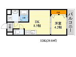ライブガーデン江坂 1DKの間取図画像