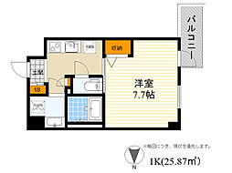 ラドゥセール江坂2 1Kの間取図画像