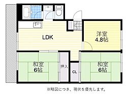 池上ハイツ 2LDKの間取図画像