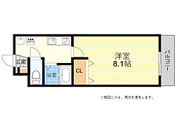 メゾン・ド・正雀 1Kの間取図画像