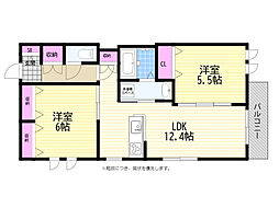 サンヴィーブル 2LDKの間取図画像