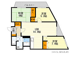 レスカーラ緑地公園 3LDKの間取図画像