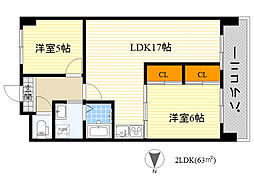 セントラルコート 2LDKの間取図画像
