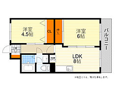 コアロード桃山台 2LDKの間取図画像