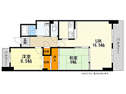 サンヒルズ上山手 2LDKの間取図画像