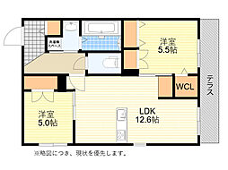 リバーウエスト南茨木 2LDKの間取図画像