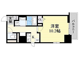 フレール江坂レジデンシャル 1Kの間取図画像
