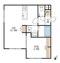 プラージュ豊中本町 1LDKの間取図画像