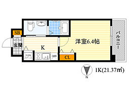 エスリード江坂江の木町 1Kの間取図画像