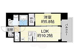 グランカーサ新大阪South 1LDKの間取図画像