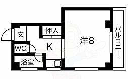 ポルトドール泉町 1Kの間取図画像
