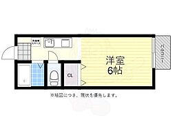 メルベーユ箕面 1Kの間取図画像