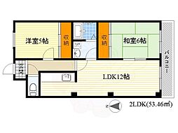 サニーセトル 2LDKの間取図画像