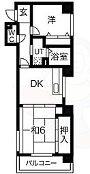ふじマンション 2DKの間取図画像