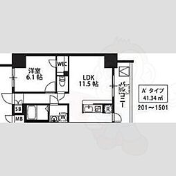 S-RESIDENCE新大阪駅前 1LDKの間取図画像