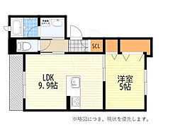 アルス豊中2 1LDKの間取図画像