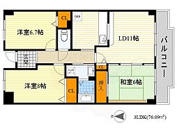 ロフティ少路 3LDKの間取図画像