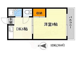 グリーンヴィラ千里 1DKの間取図画像