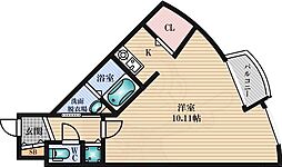 フォレステージュ江坂垂水町 ワンルームの間取図画像