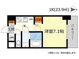 モンリベルテ箕面 1Kの間取図画像