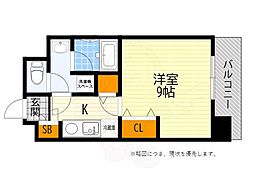 アスール江坂 1Kの間取図画像