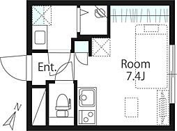 用賀レーベル ワンルームの間取図画像