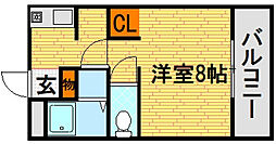 D-resoot ワンルームの間取図画像