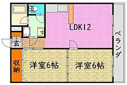 コーポ代 2LDKの間取図画像