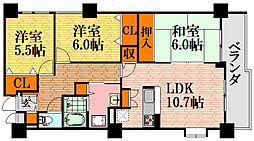 ベルウイング高陽35 12階3LDKの間取り