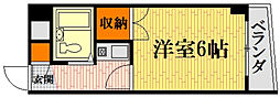 メーソン舟入 1Kの間取図画像