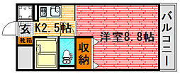セソン升本 1Kの間取図画像