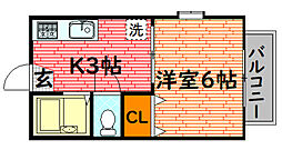 アリスハイツ 1Kの間取図画像