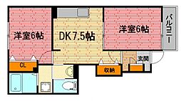 モンターニャローマ 2DKの間取図画像