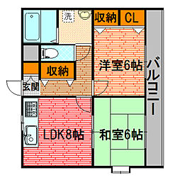 コーポ103 2LDKの間取図画像