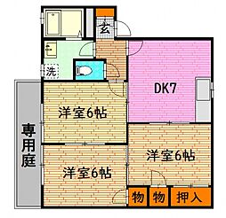 インターコーポ大朝A 3DKの間取図画像