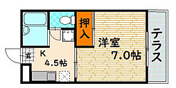 和田ハイツ 1Kの間取図画像