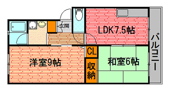 田中マンション 201号室｜広島県広島市安佐南区八木９丁目(賃貸マンション2LDK・2階・53.00㎡)の写真 その2