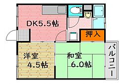 清木ビル 2DKの間取図画像