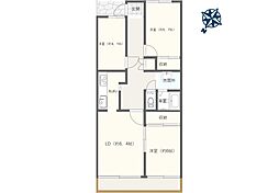 高品ハイツ1号棟 3LDKの間取図画像