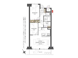 ライオンズマンション西八千代 2LDKの間取図画像