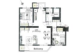 谷津遊園ハイツD棟 2LDKの間取り