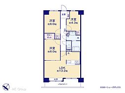 メゾンエクレーレ松戸六高台 3LDKの間取図画像