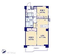 クレール中山 2LDKの間取図画像