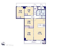 東建検見川マンションB 4LDKの間取図画像