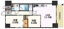 ファミールプライム 9階2LDKの間取り