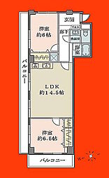 藤和津田沼コープ 2LDKの間取図画像