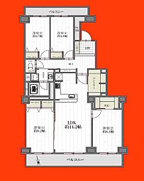新松戸サンライトパストラル弐番街A 4LDKの間取図画像