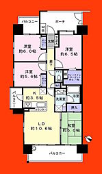 デュオヒルズ津田沼前原 4LDKの間取図画像