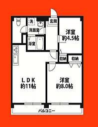 行徳マンション 2LDKの間取図画像
