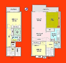 ライフタウン船橋タウンハウスB 3LDKの間取図画像